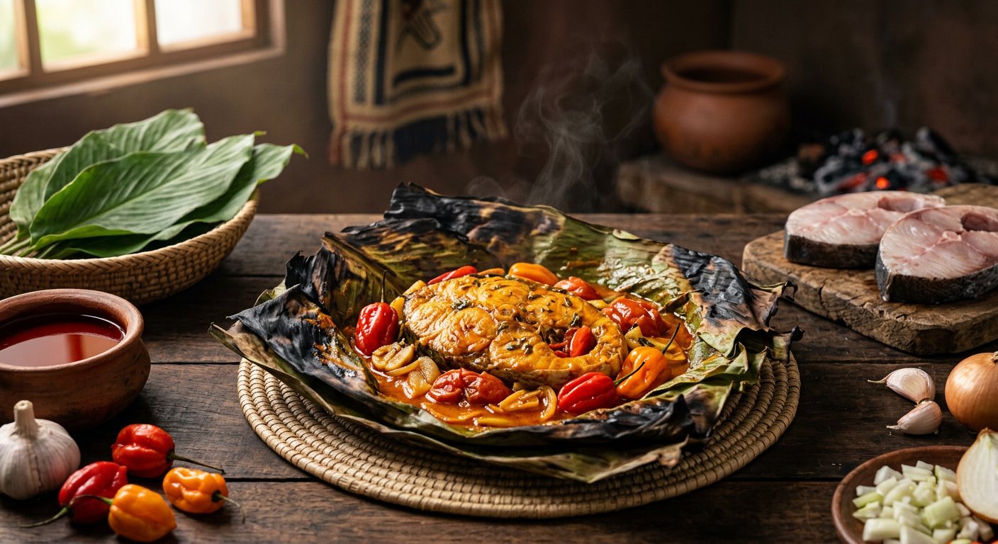 Maboké de Capitaine (Braised Nile Perch in Marantaceae Leaves) — Gabon