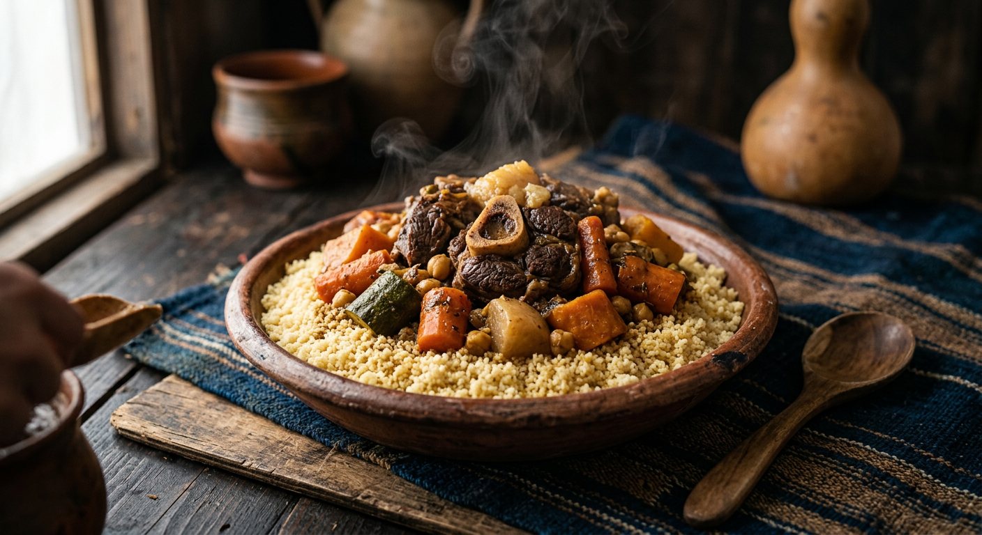 Kseksou (Camel Meat and Steamed Semolina Couscous) — Mauritania