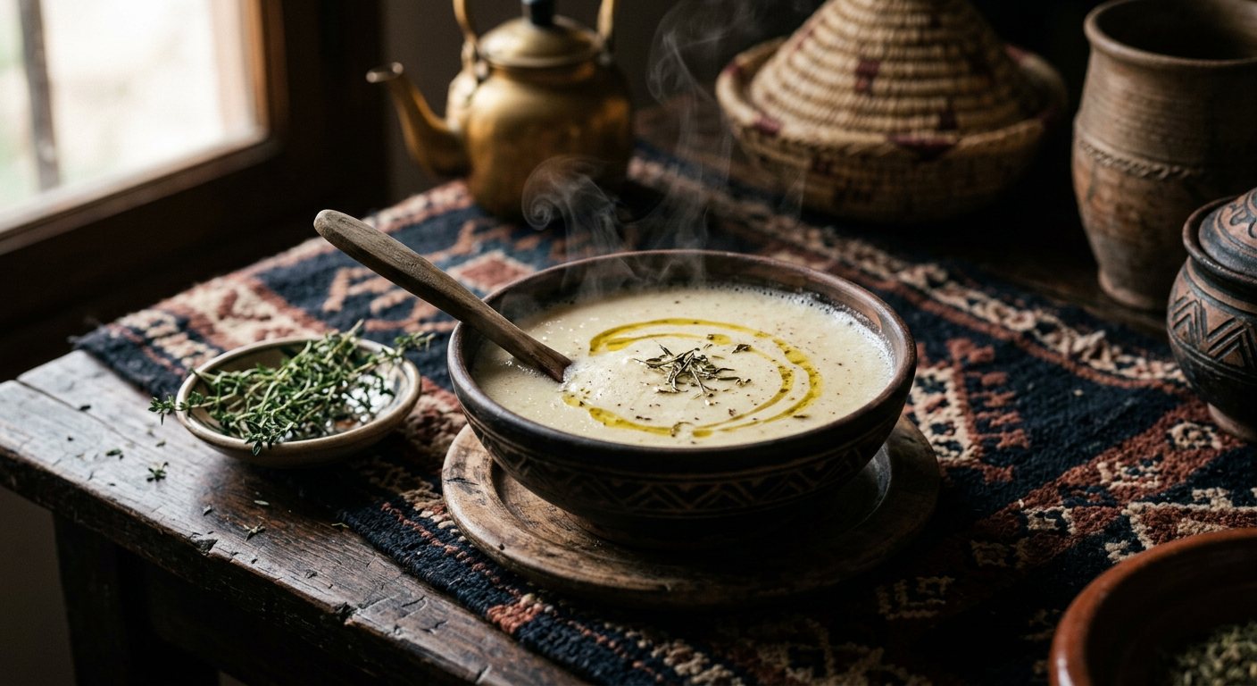 Hsoua d'Smida (Fine Semolina Soup with Wild Thyme and Milk) — Morocco