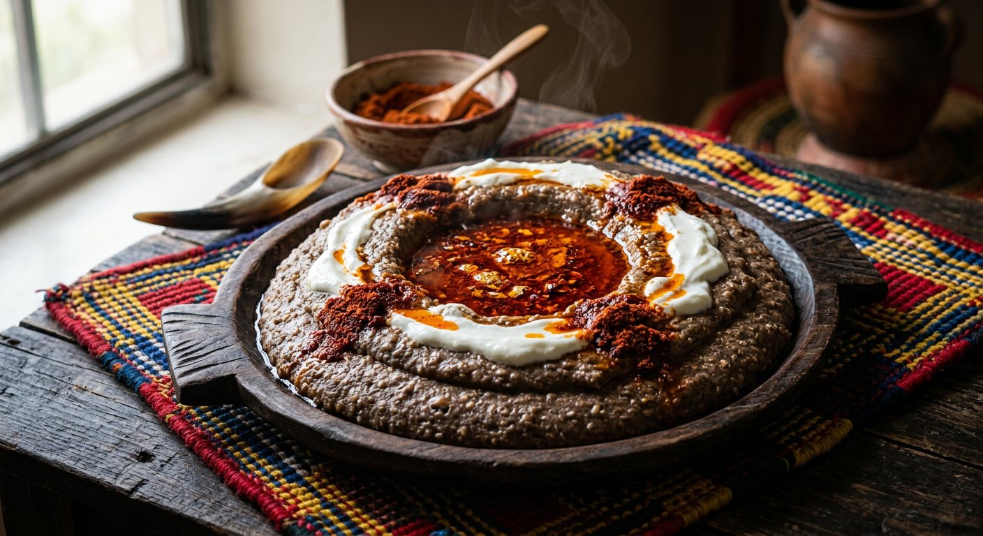 Ga'at (Stiff Barley Porridge with Spiced Butter and Berbere) — Eritrea