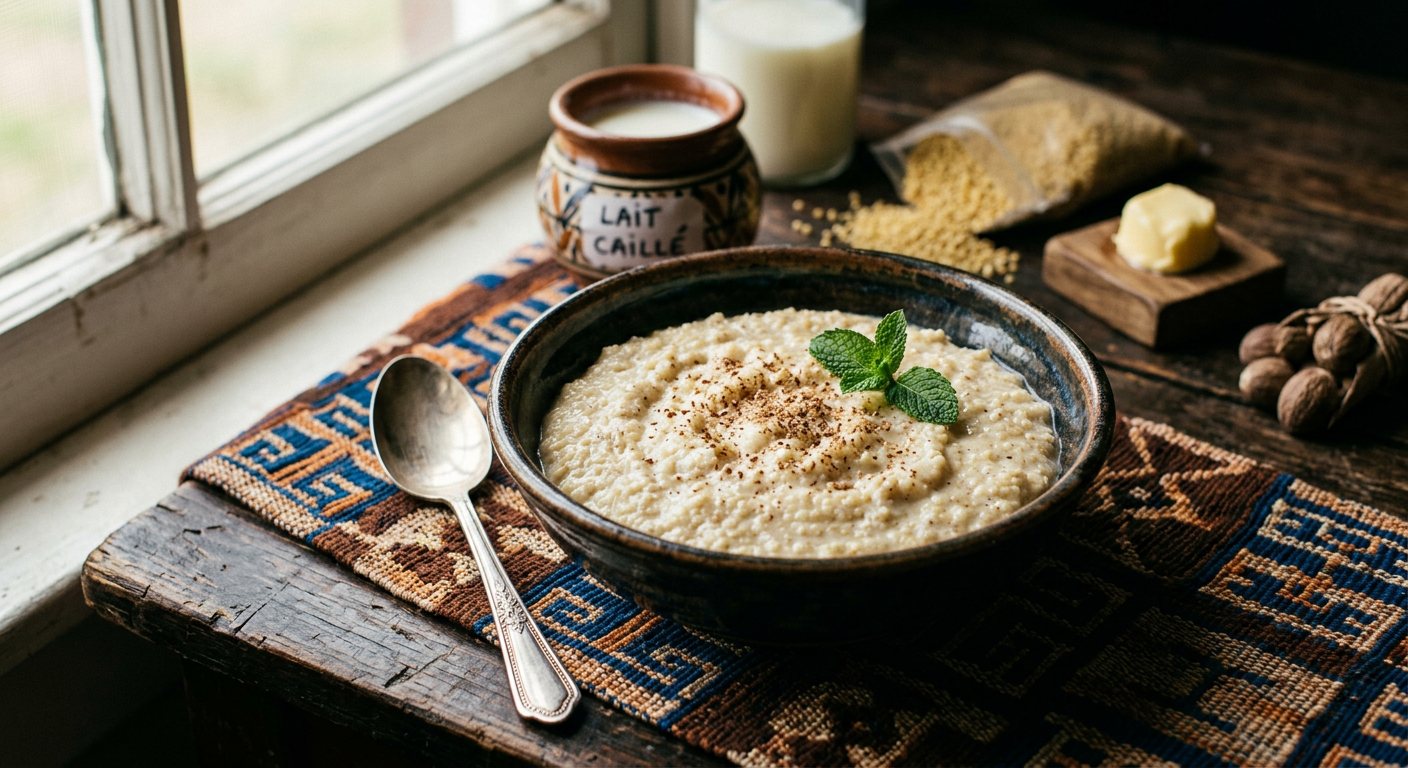Chakery Gabonnais (Sweet Couscous Pudding with Fermented Milk) — Gabon
