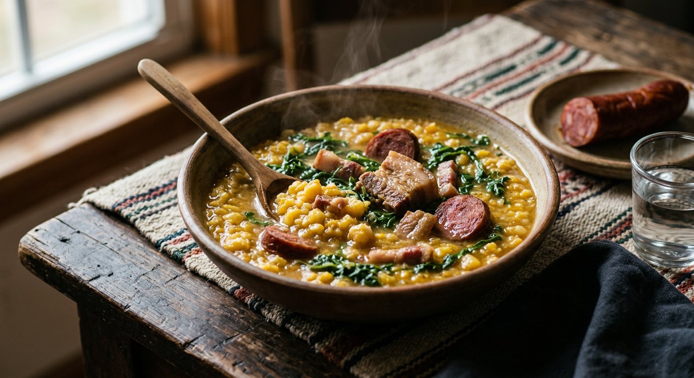 Xerém de Festa (Savory Ground Corn Porridge with Braised Pork) — Cabo Verde