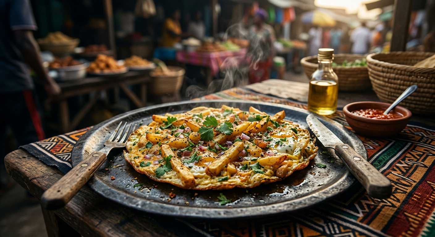 Chipsi Mayai (French Fry and Herb Omelette) — Tanzania