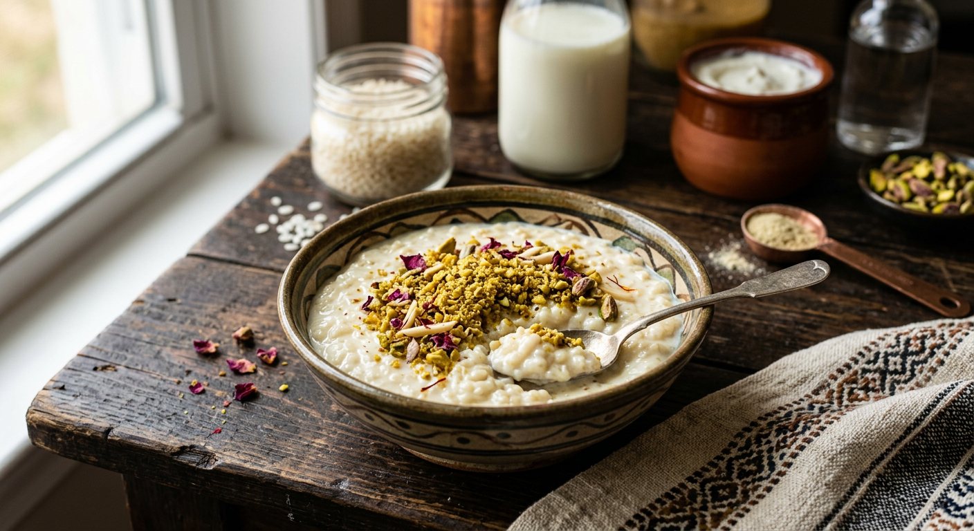 Roz bil-Laban (Egyptian Creamy Rice Pudding Scented with Mastic) — Egypt