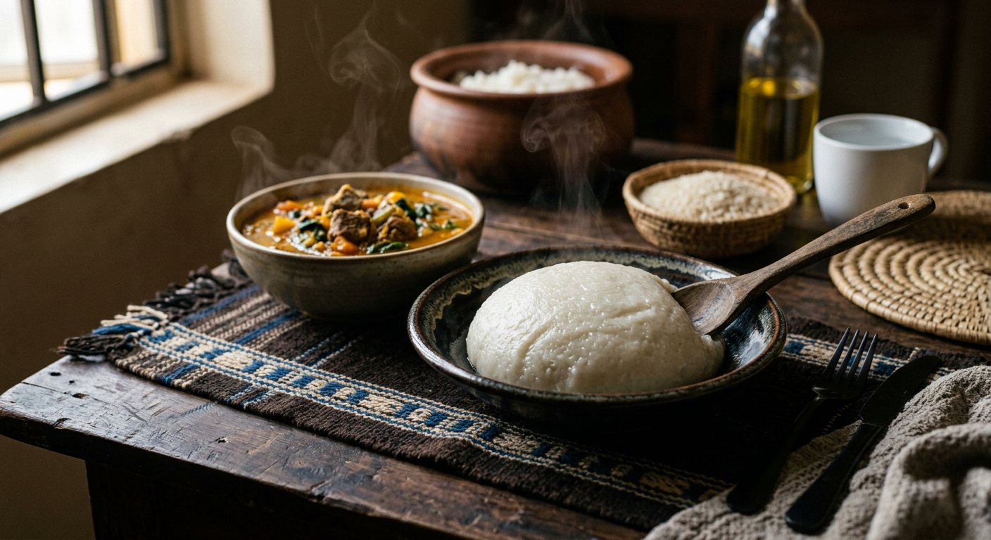Tuwo Shinkafa (Mashed Soft Rice Swallows) — Nigeria