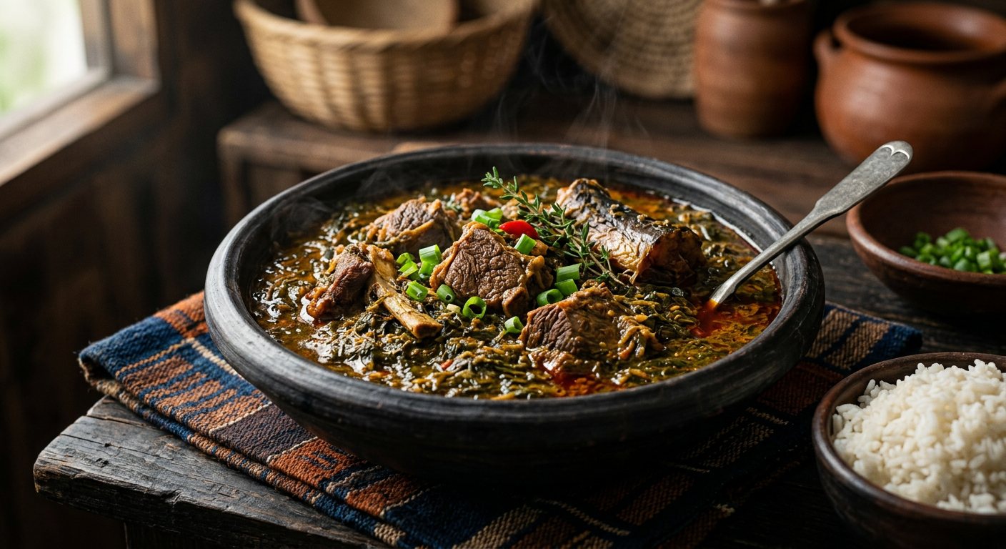 Kpalogo Dessi (Rich Cassava Leaf Stew) — Togo