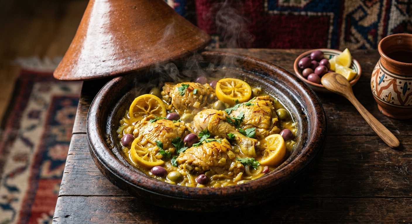 Tagine de Poulet aux Citrons Confits et Olives (Chicken Tagine with Preserved Lemon & Olives) — Morocco