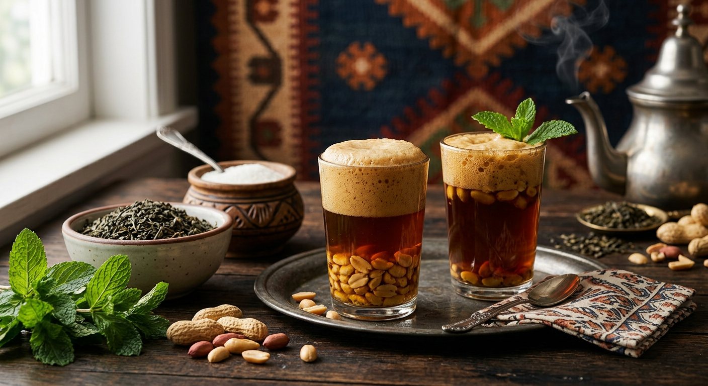 Shahi bil-Raghwa (Whipped Frothy Libyan Mint Tea with Toasted Peanuts) — Libya