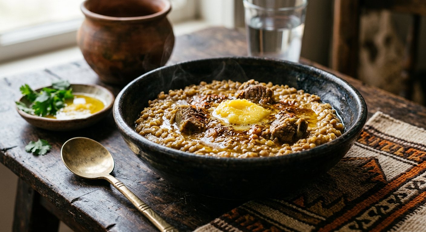 Madrouba (Mashed Wheat and Lamb Porridge) — Chad
