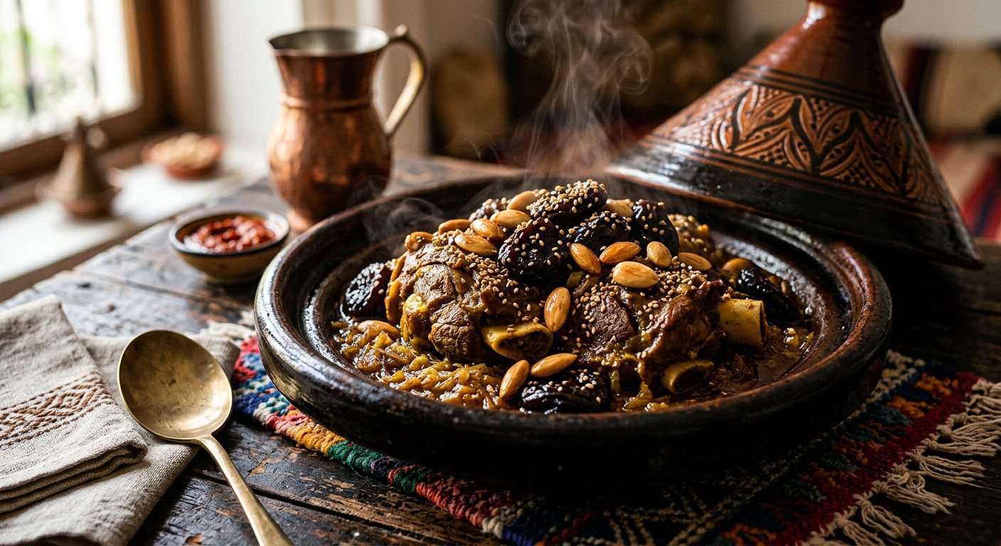 Tagine Lham bil Barkouk (Lamb Tagine with Caramelized Prunes and Almonds) — Morocco