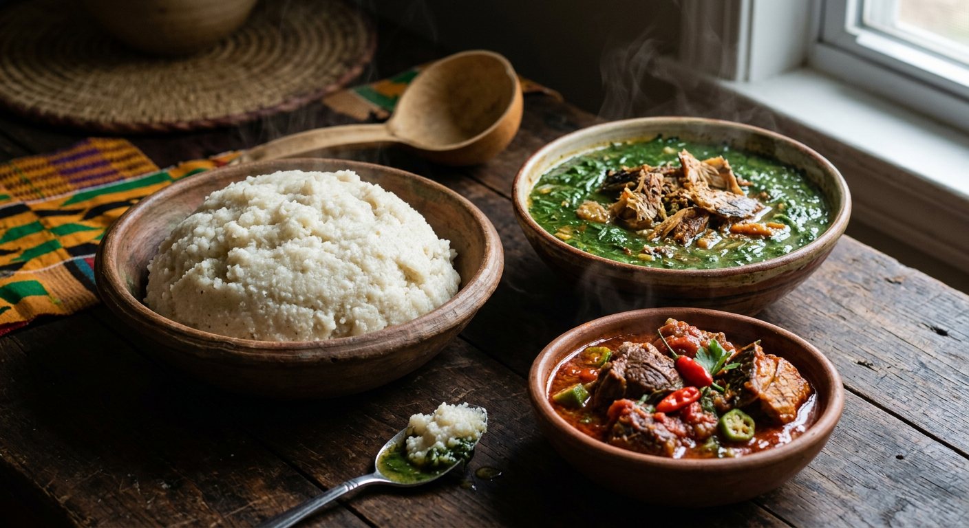 Tuo Zaafi with Ayoyo Soup (Millet Swallow with Jute Leaf Soup) — Ghana