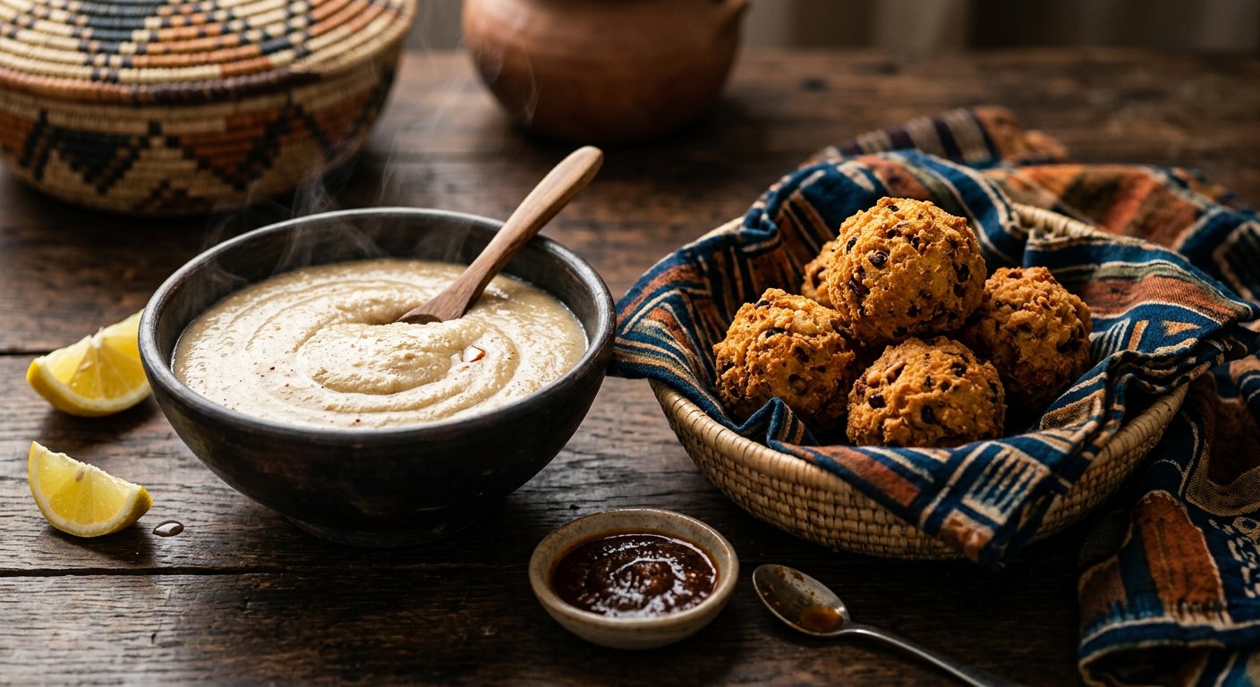 Koko avec Galo (Sour Millet Porridge with Savory Bean Fritters) — Burkina Faso