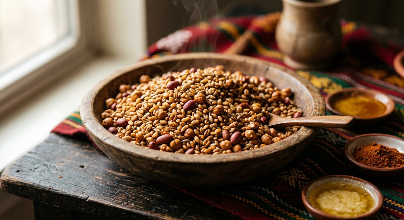 Kolo (Roasted Barley Grains Mixed with Peanuts and Chickpeas) — Ethiopia