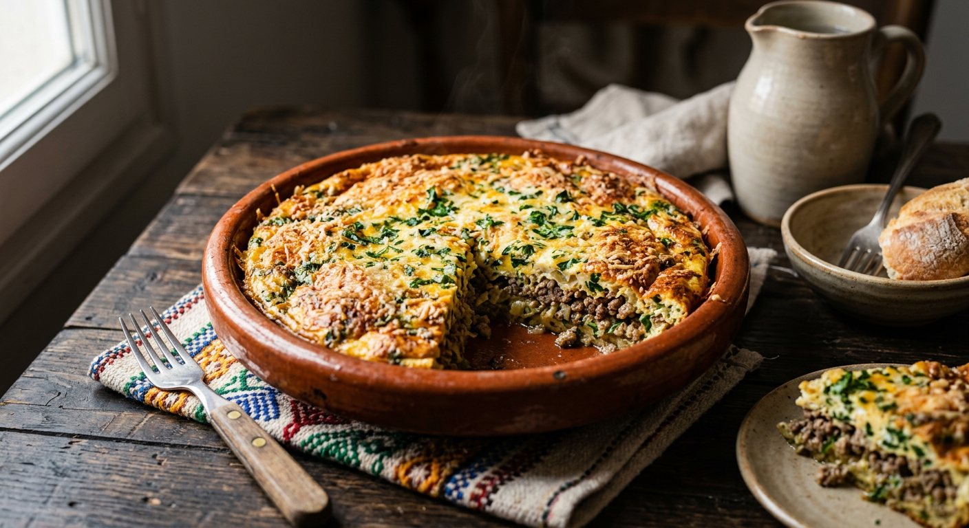 Tajine Maadnous (Baked Egg, Minced Meat, and Parsley Cake) — Tunisia