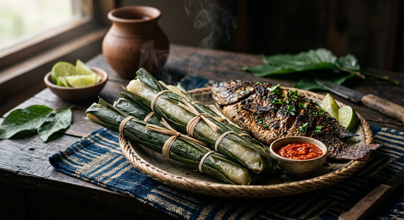 Miondo (Thin Leaf-Wrapped Fermented Cassava Stick) — Cameroon