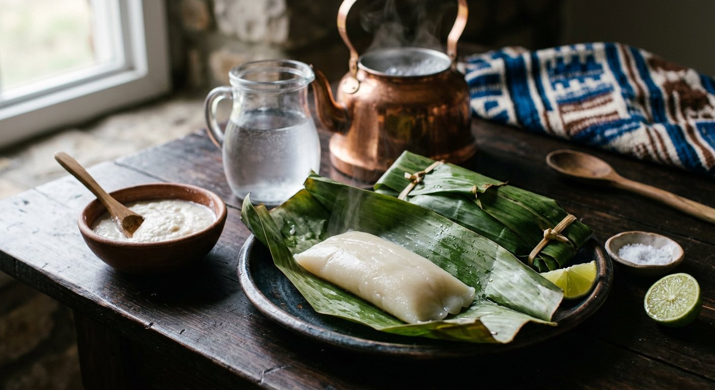Agidi (Steamed Fermented Cornstarch Loaves) — Sierra Leone