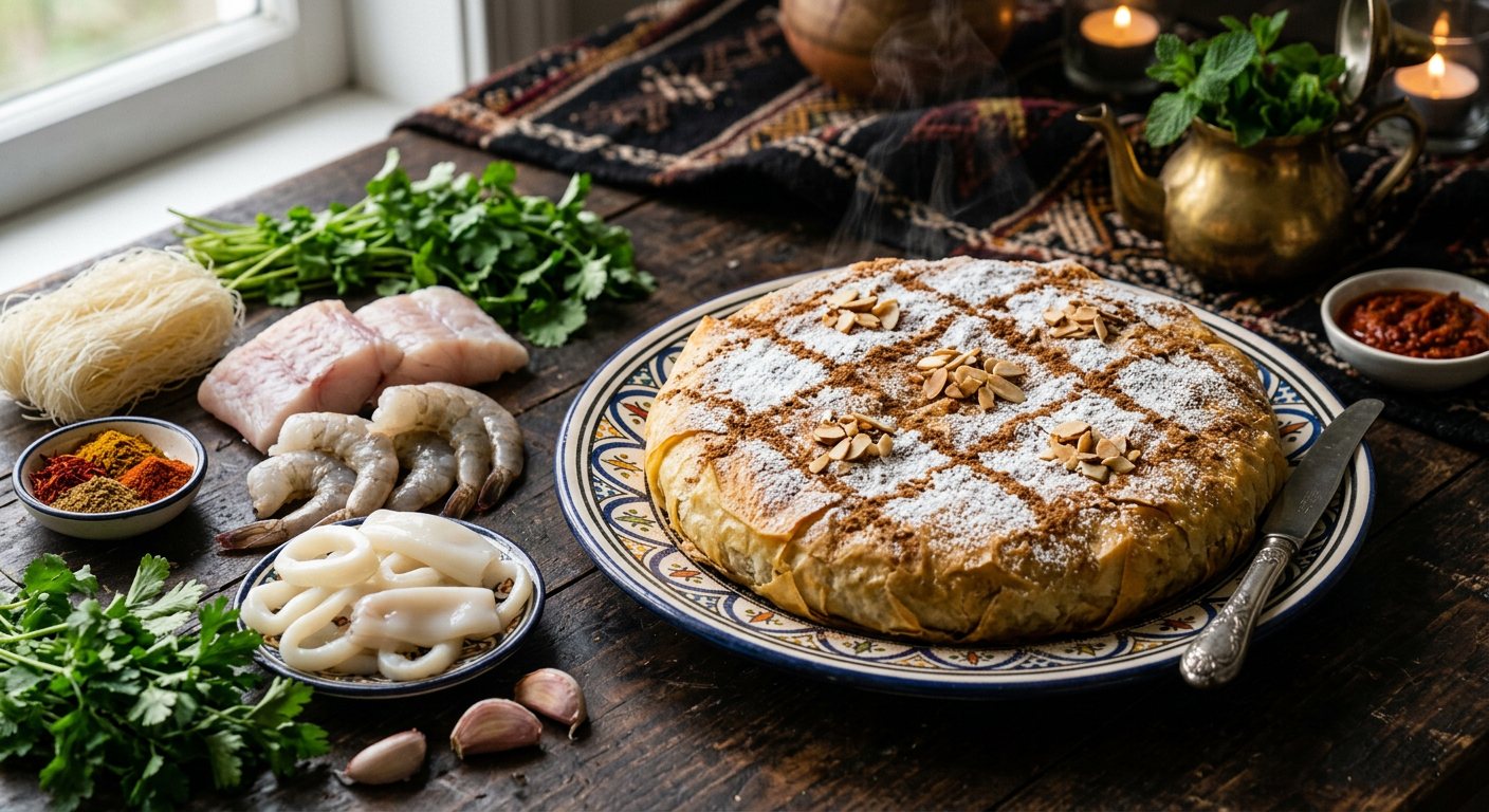 Pastilla bil Hout (Spiced Seafood and Vermicelli Filo Pie) — Morocco