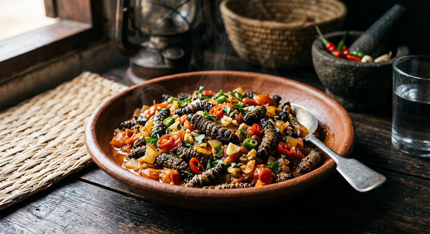Catatos (Sautéed Garlic Mopane Caterpillars) — Angola