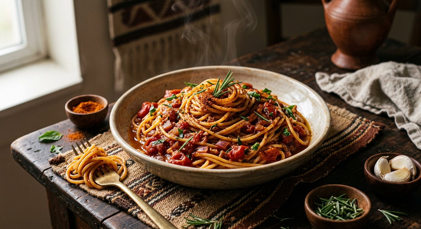 Pasta al Sugo (Spiced Asmara-Style Tomato and Herb Pasta) — Eritrea