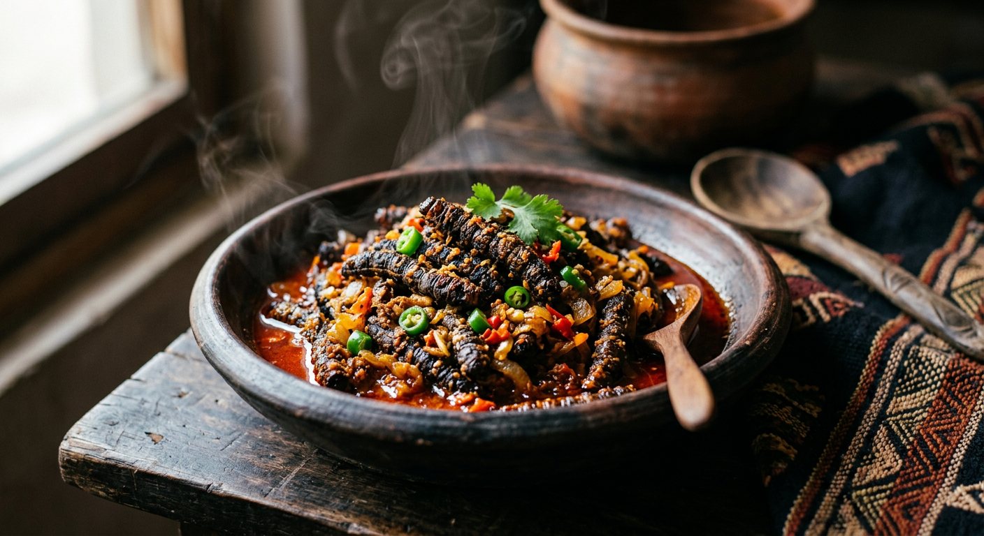 Makongo (Pan-Fried Seasonal Caterpillars with Chili) — Central African Republic