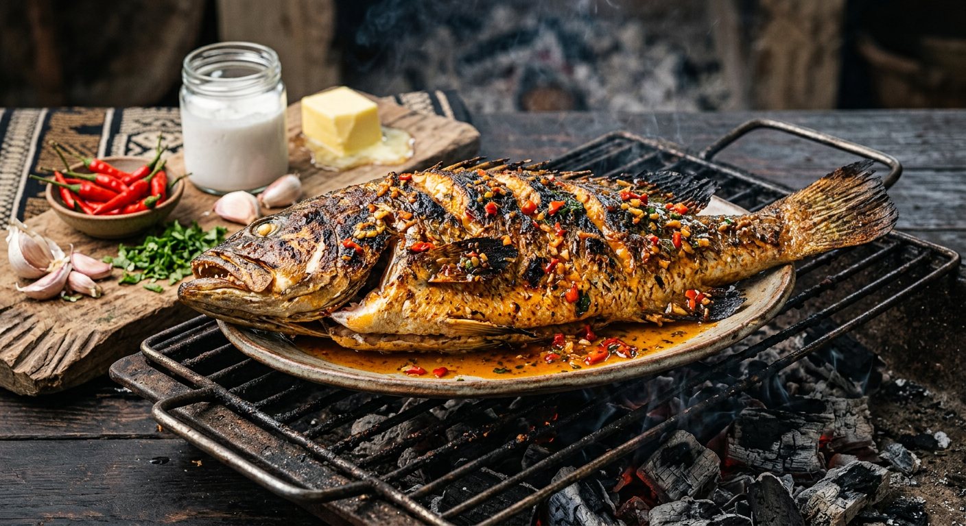 Peixe Grelhado à Moçambicana (Charcoal-Grilled Fish in Piri-Piri Coconut Butter) — Mozambique