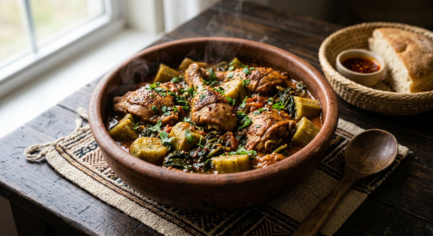 Igisafuriya (Chicken, Plantain, and Greens One-Pot) — Rwanda