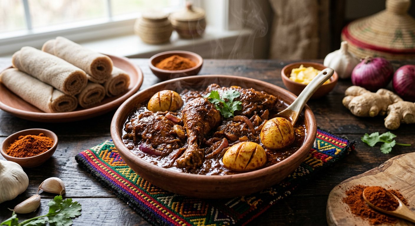 Tsebhi Derho (Spicy Slow-Cooked Chicken Stew with Hard-Boiled Eggs) — Eritrea