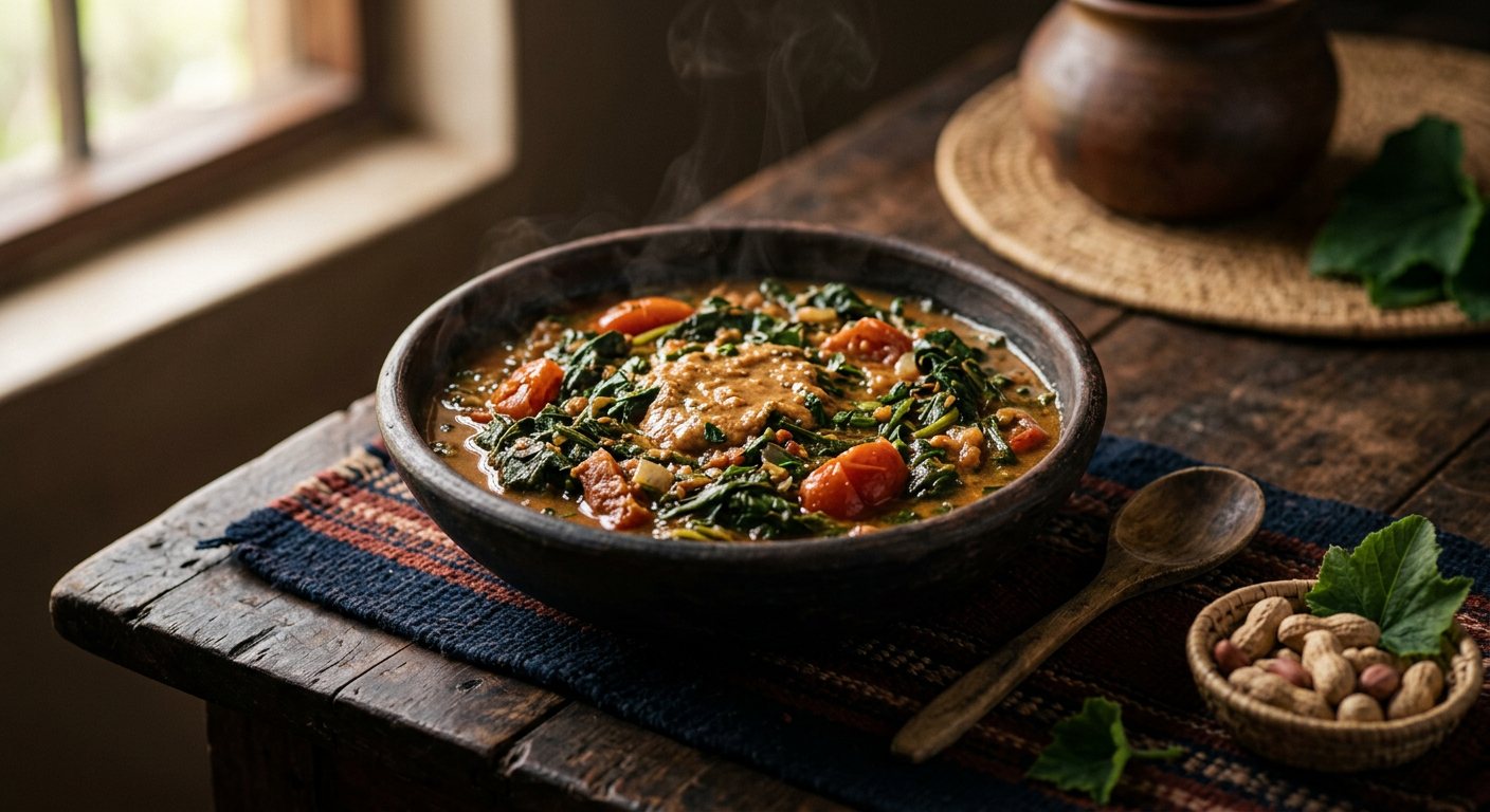 Nkhwani Otendera (Pumpkin Leaves in Groundnut Sauce) — Malawi