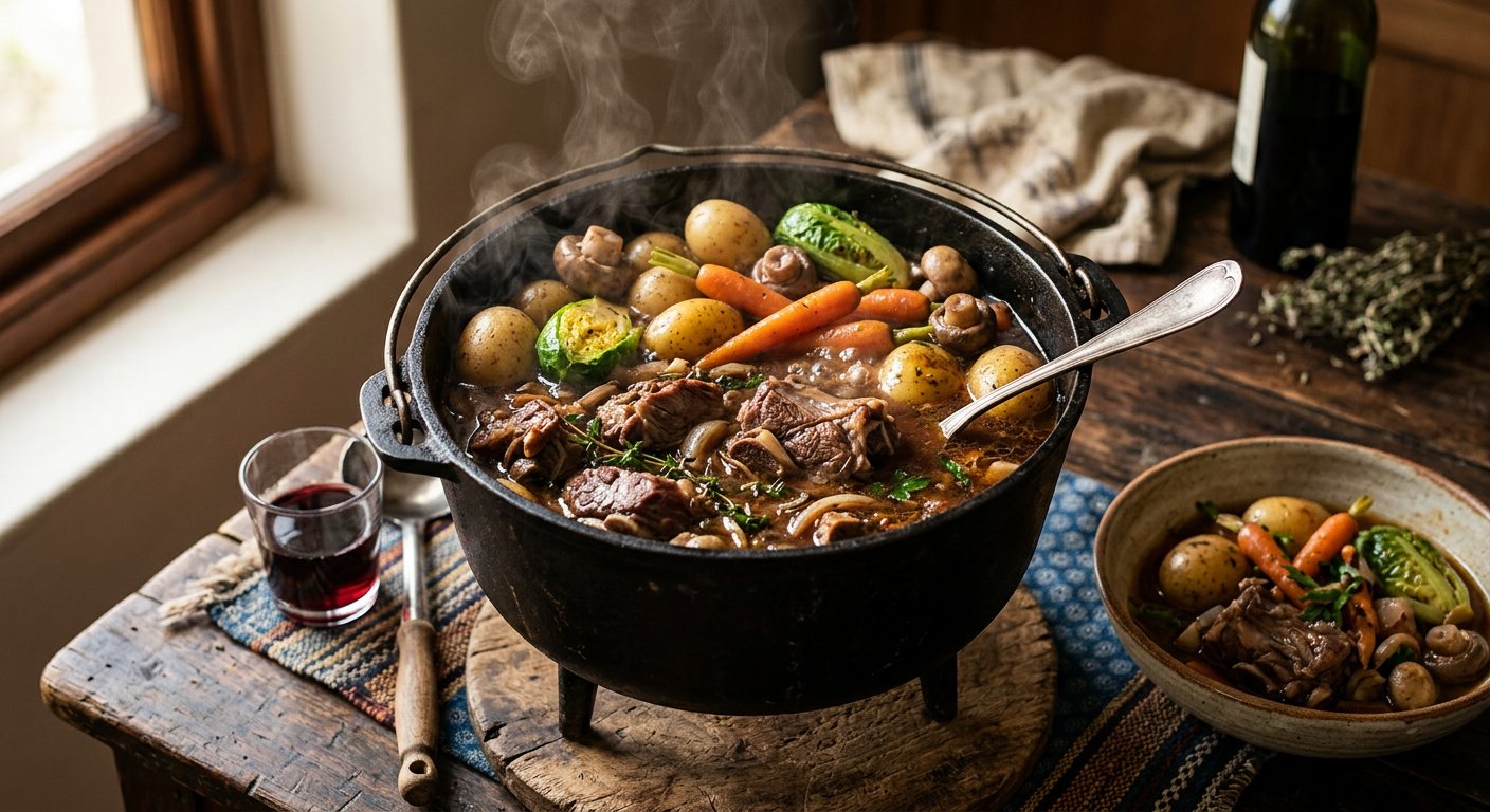 Potjiekos (Layered Cast-Iron Meat and Vegetable Stew) — South Africa