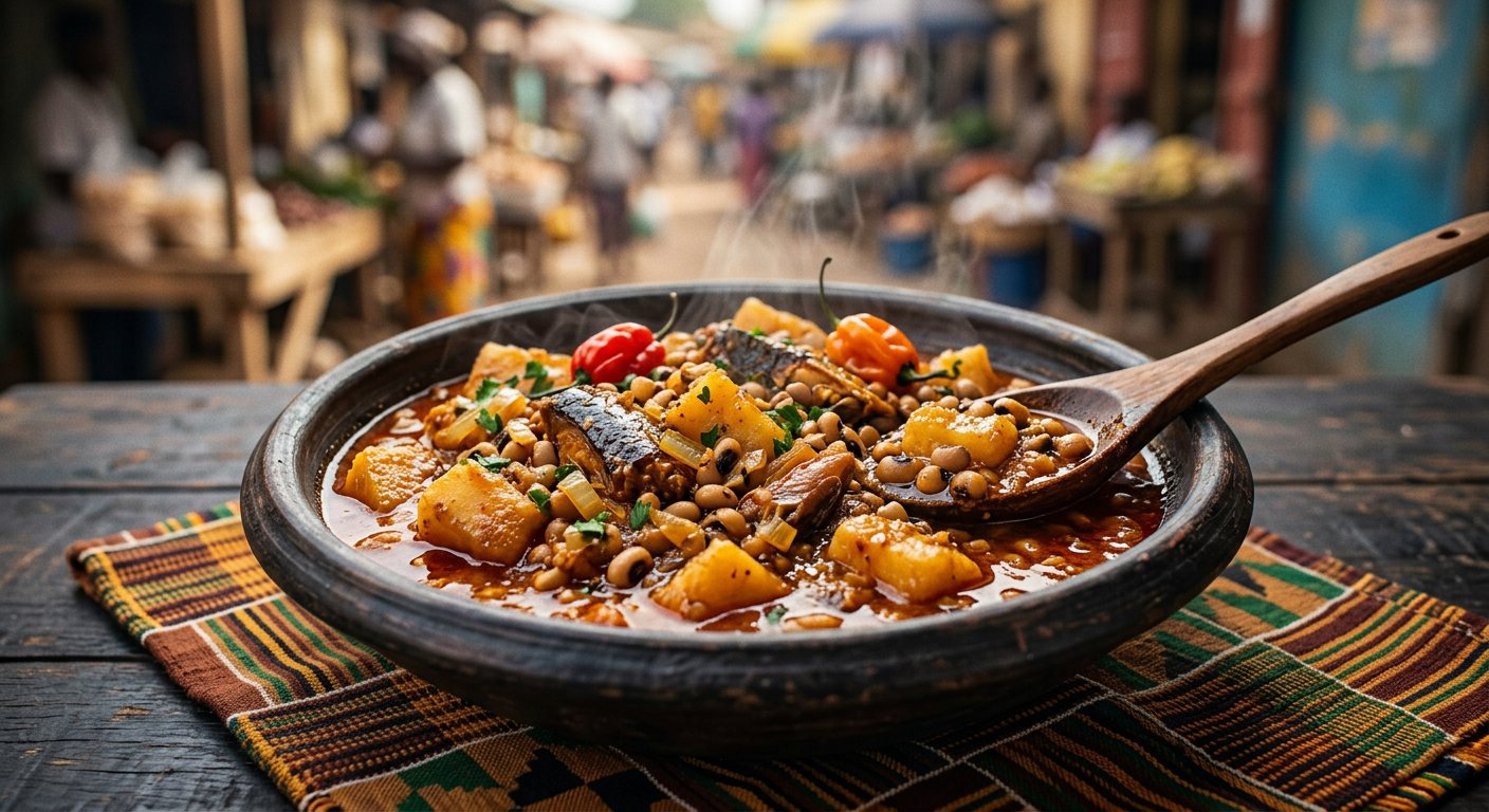 Nyambeh Nyebeh (Stewed Cassava and Beans in Spiced Palm Oil) — Gambia