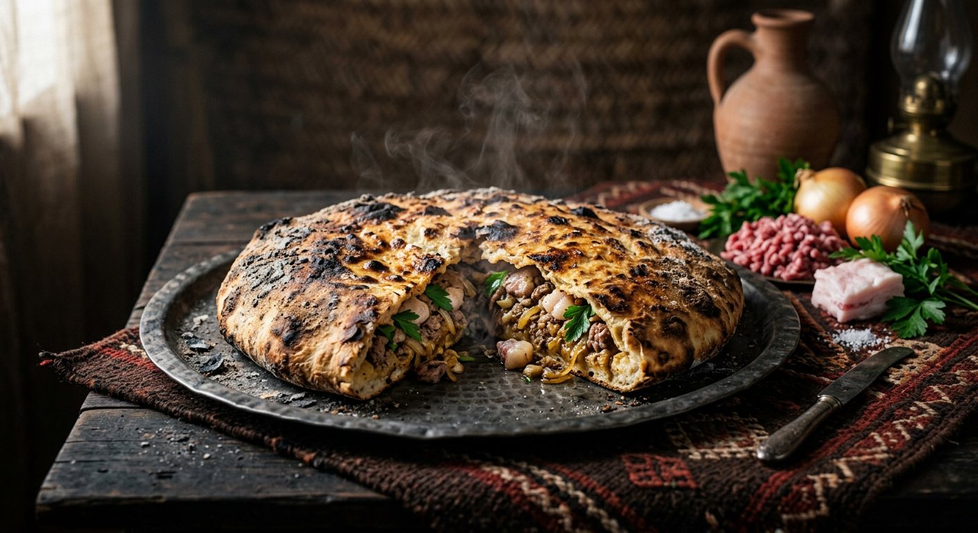Medfouna Bedoueya (Sinai Bedouin Flatbread Stuffed with Meat and Fat) — Egypt