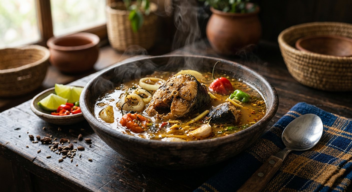 Bouillon de Mâchoiron (Spiced Catfish Pepper Soup) — Gabon