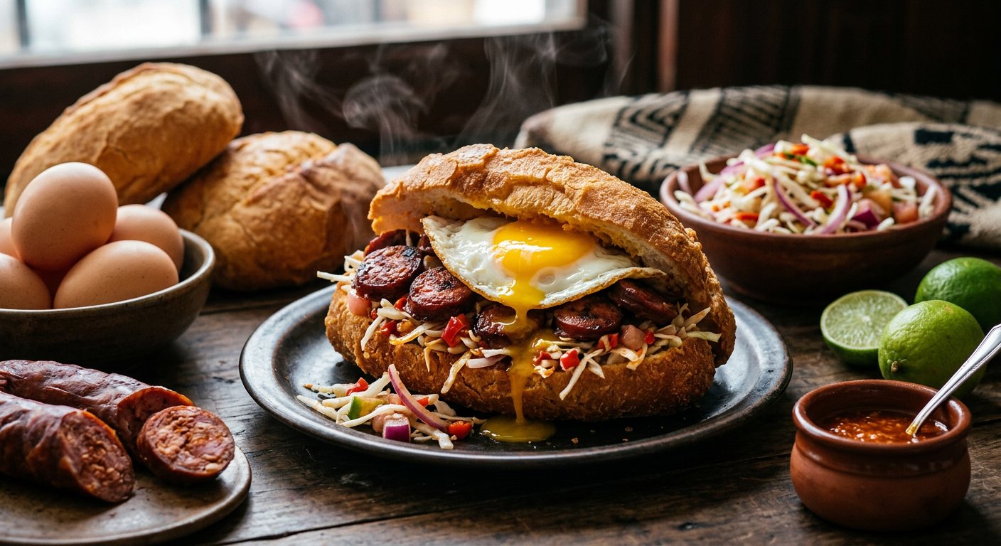 Magoga (Fried Bread Pouch with Egg and Sausage) — Angola