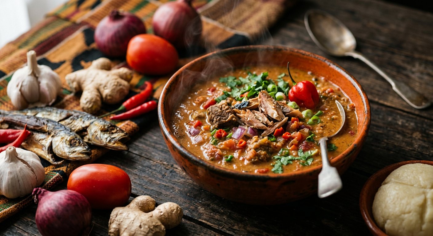 Grannat Soup (Spiced Peanut and Smoked Fish Soup) — Sierra Leone