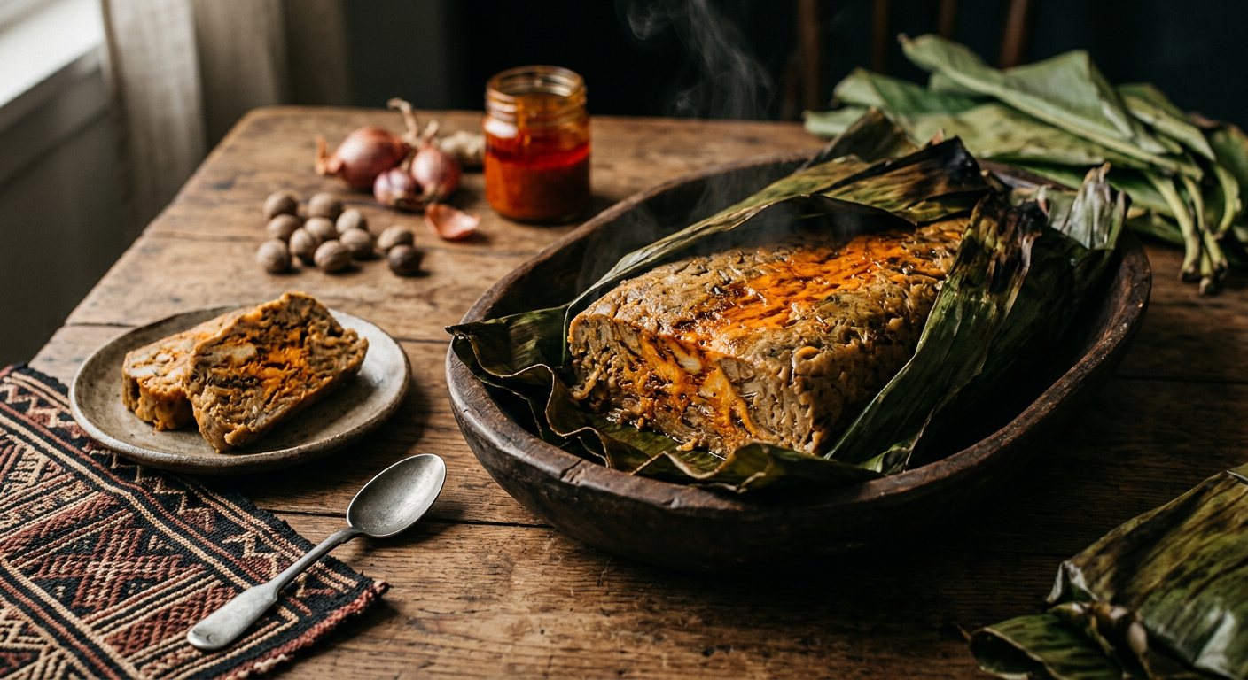 Mintoumba (Spiced Fermented Cassava Loaf with Palm Oil) — Gabon
