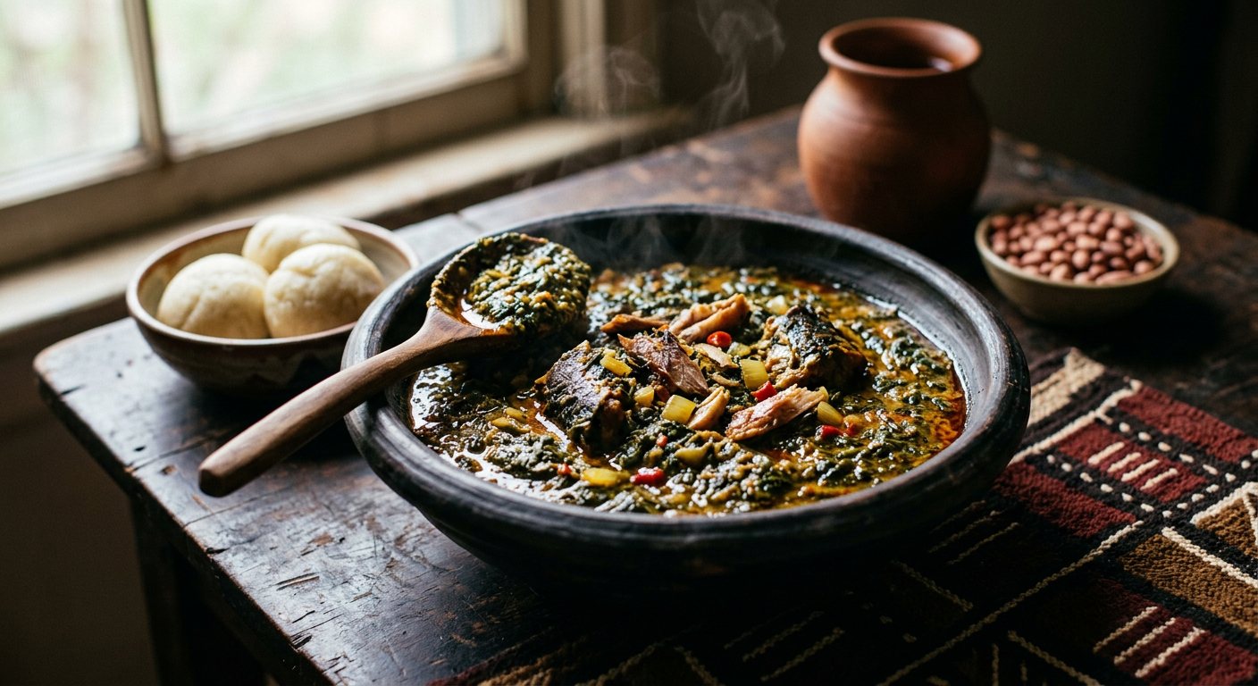 Ngoundja (Braised Cassava Leaves with Peanut Paste) — Central African Republic