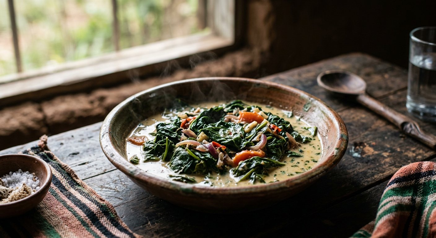 Kunde (Braised Cowpea Leaves in Tomato or Cream Gravy) — Kenya