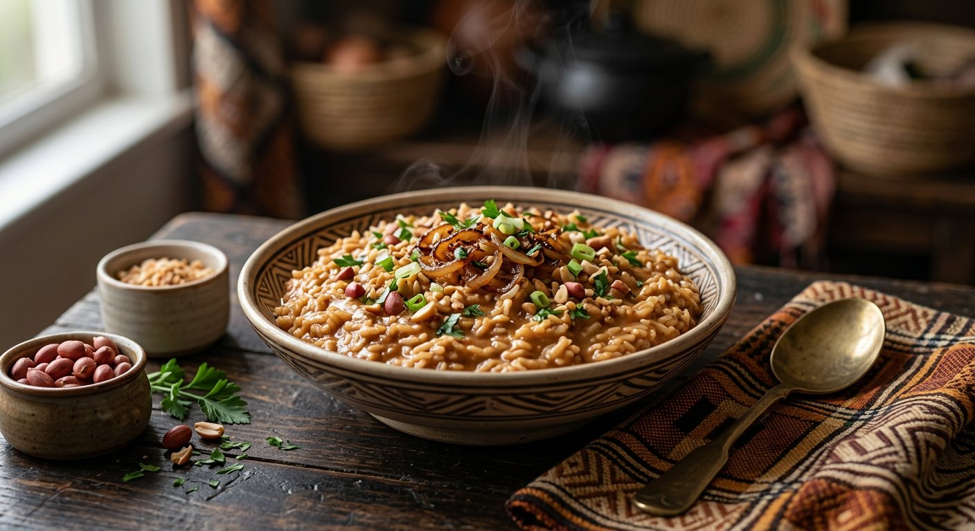 Mpunga wa Mtedza (Rice Cooked with Groundnut Paste) — Malawi