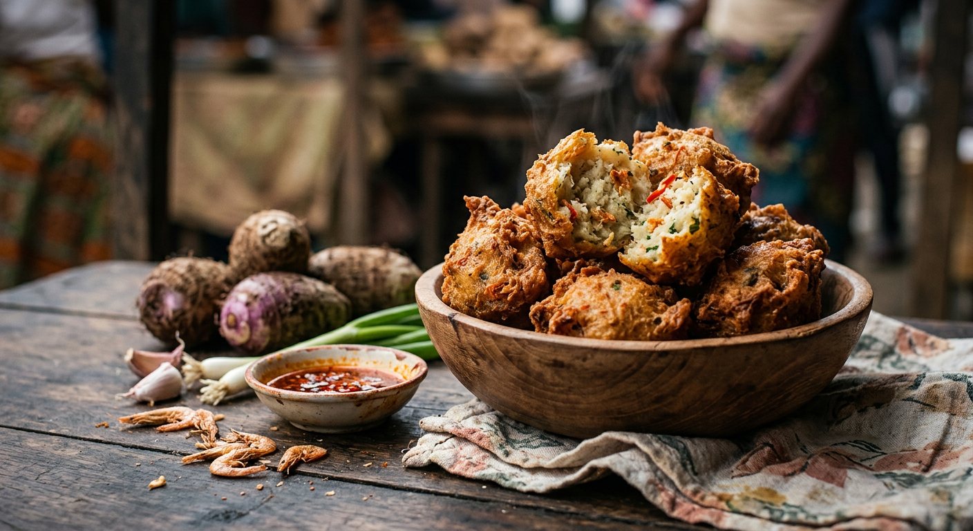 Beignets de Macabo (Deep-Fried Grated Cocoyam Fritters) — Cameroon