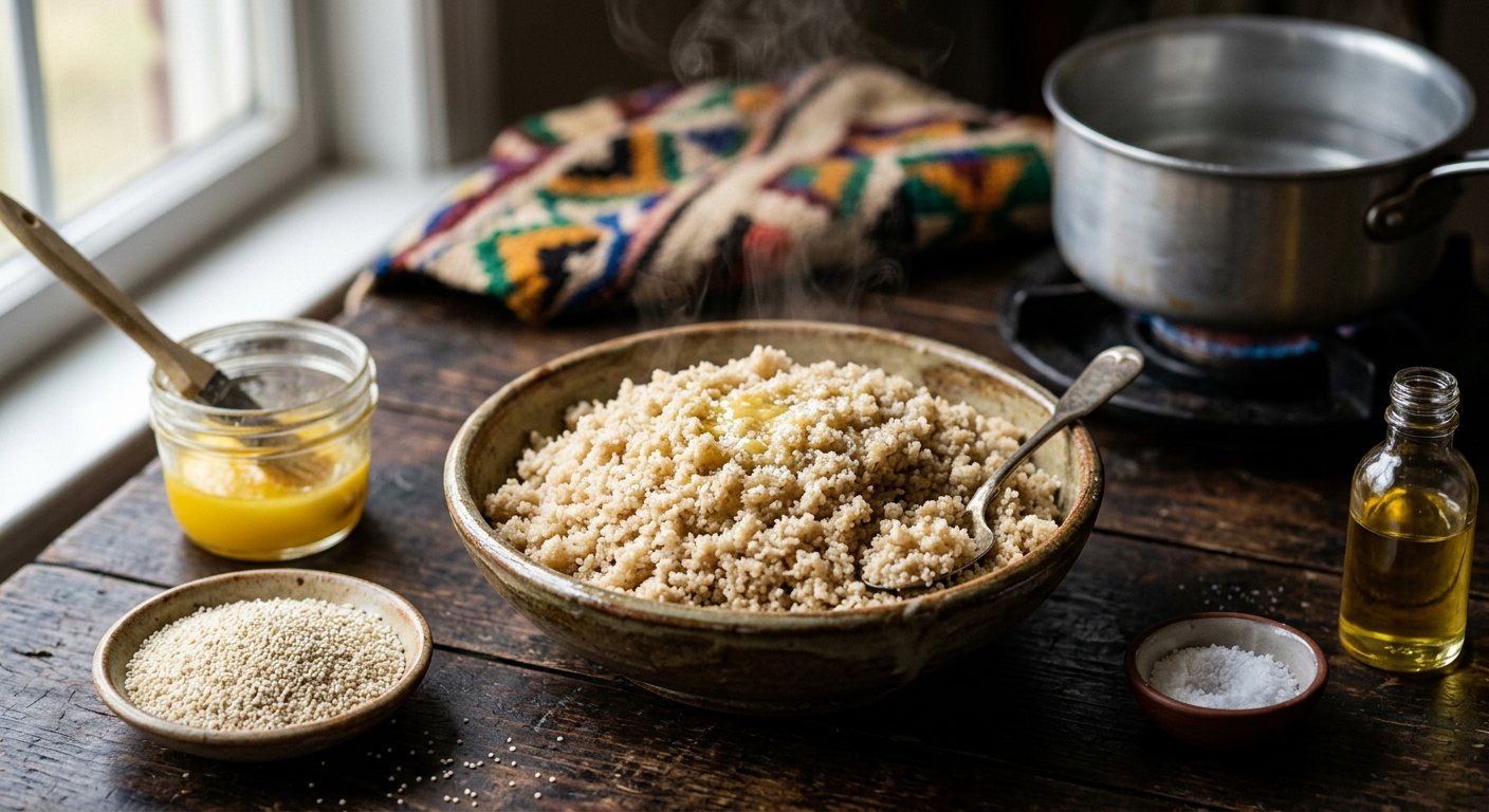 Pendi (Fluffy Steamed Fonio Grain) — Guinea