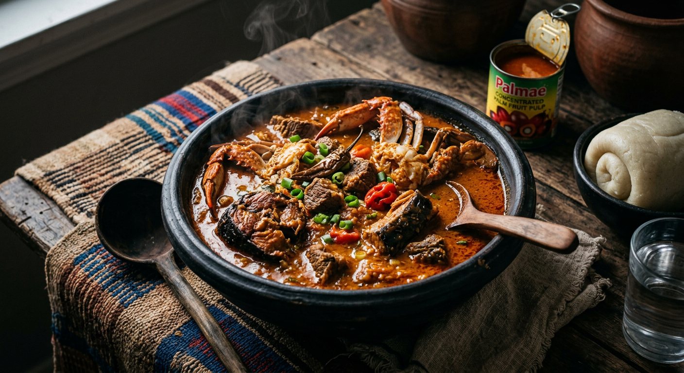 Liberian Palm Butter Soup (Rich Palm Cream Stew with Smoked Fish and Meats) — Liberia