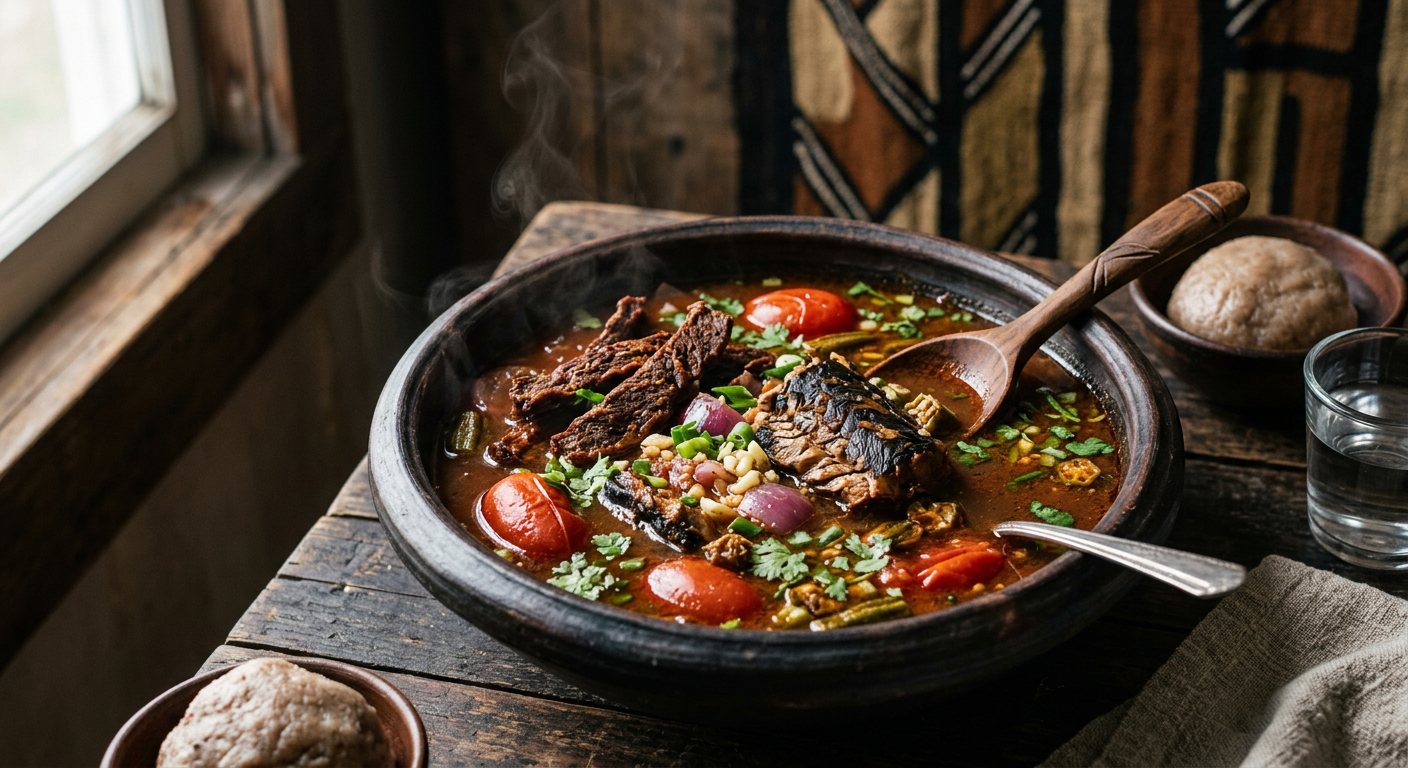 Alabanza (Dried Meat and Smoked Fish Tomato Broth) — Mali