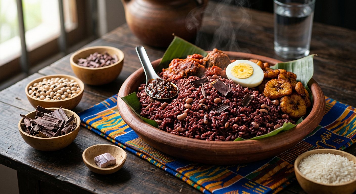 Waakye (Ghanaian Rice and Beans with Sorghum Leaves) — Ghana
