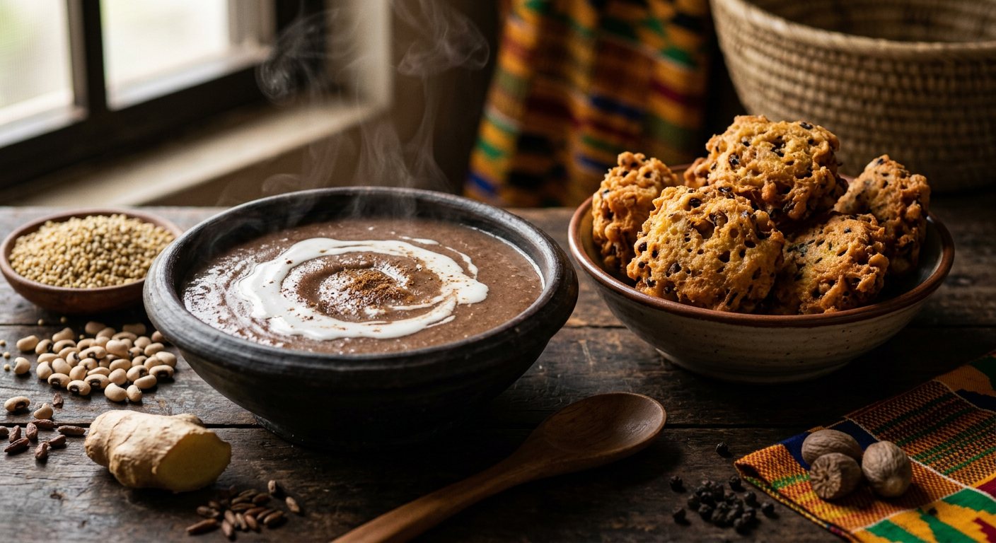 Hausa Koko with Koose (Spiced Millet Porridge with Deep-Fried Bean Cakes) — Ghana