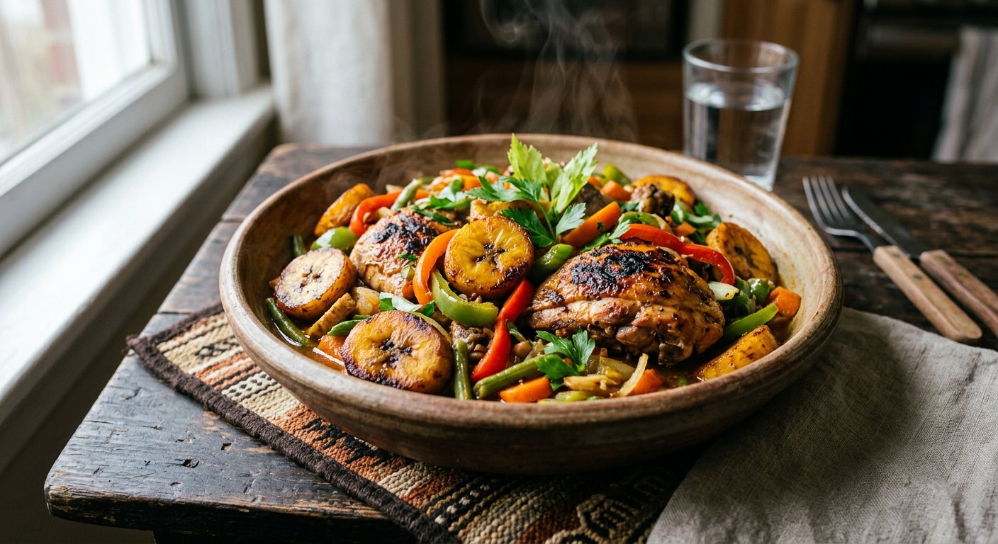 Poulet DG (Plantain and Vegetable Braised Chicken) — Cameroon