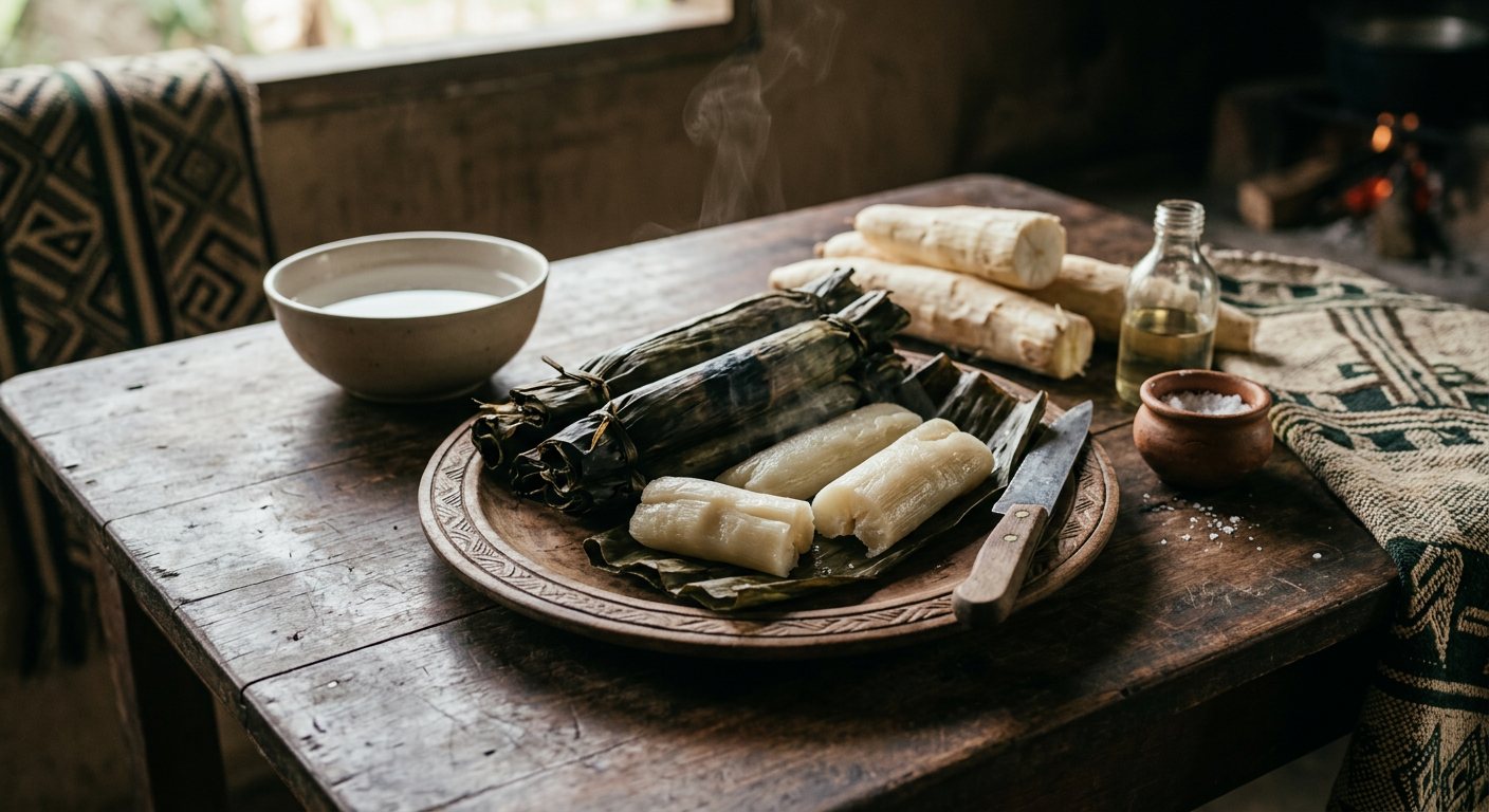 Chichanga (Steamed Fermented Cassava Sticks) — Equatorial Guinea