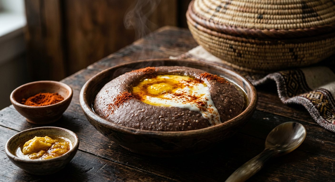 Asida (Dense Fermented Sorghum Mash with Broth or Sour Milk) — Eritrea