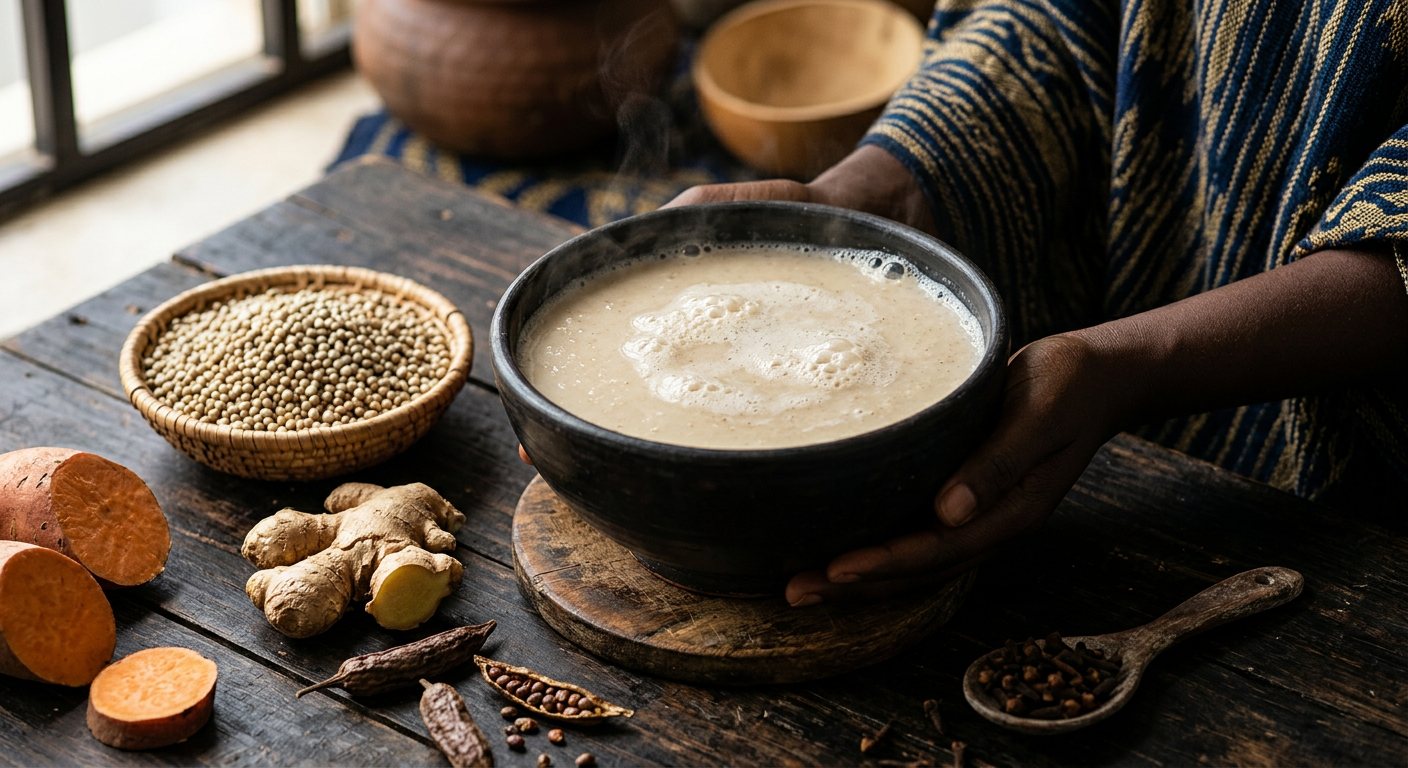 Kunu Zaki (Spiced Fermented Millet and Ginger Drink) — Nigeria