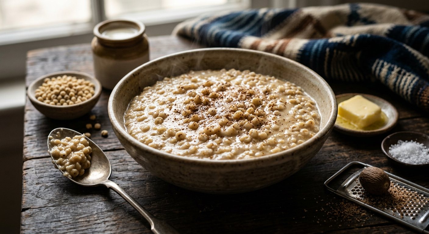 Fondé (Millet Flour Pellet Porridge with Nutmeg and Sweet Milk) — Senegal