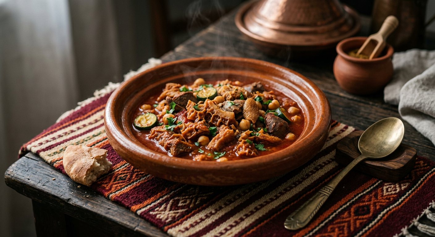 Bakbouka (Spiced Tripe and Offal Stew with Zucchini and Chickpeas) — Algeria